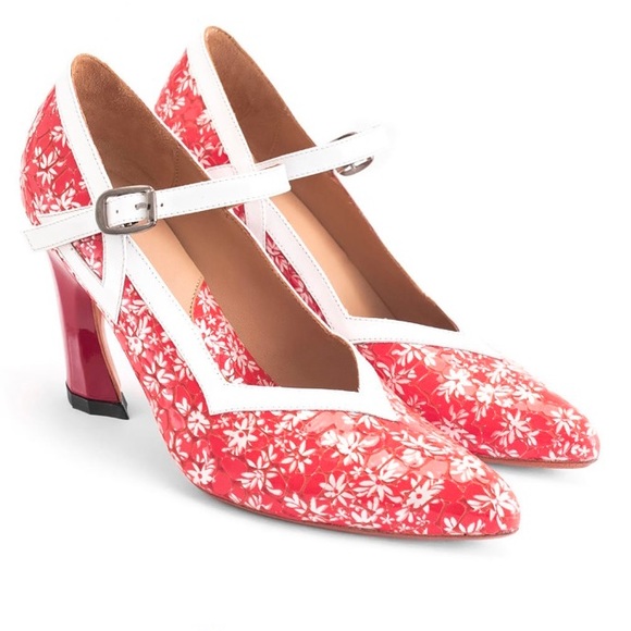 John Fluevog Rare red Twist Tango Mary Janes Heels - Picture 1 of 4